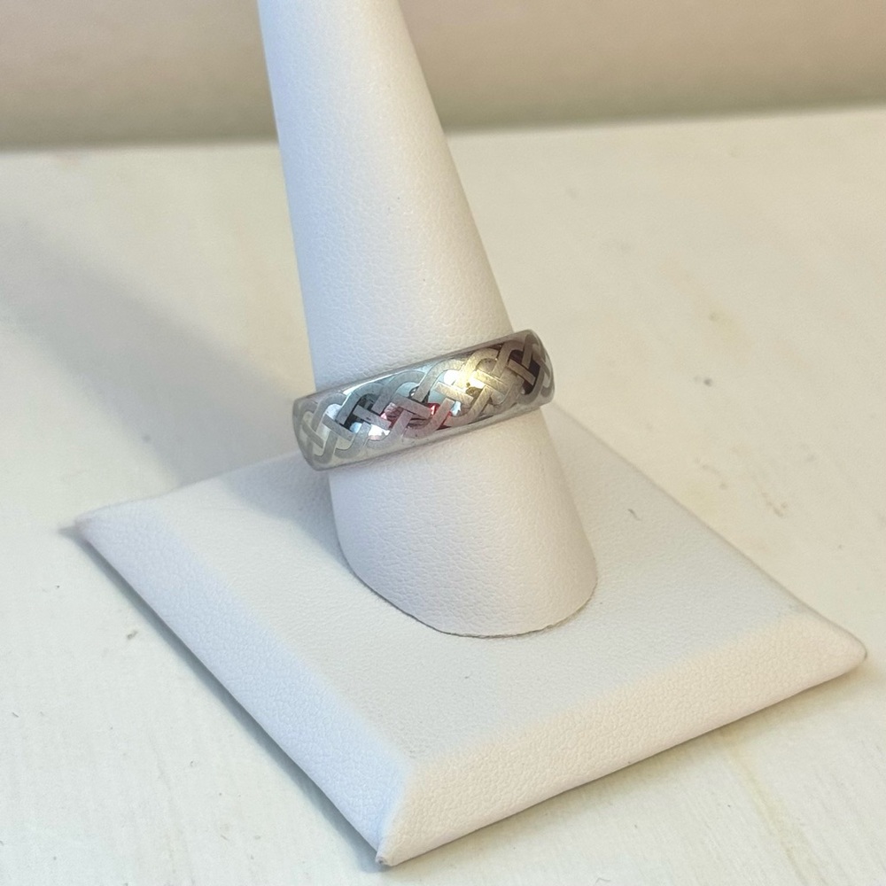 Triton Silver Tungsten Carbide Celtic Knot Ring